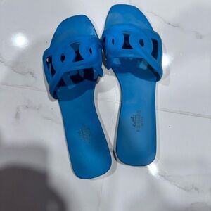 Beautiful blue Hermes aloha rubber  sandals